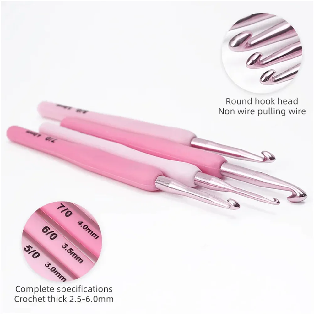 Crochet Hooks Set Pink Color Plastic Handle Knitting Hook Needles For Crocheting Knit DIY Sewing Accessories Knit Tools 8 Size