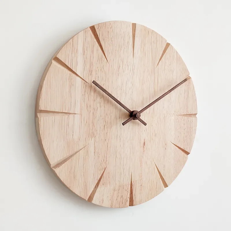 for Creative Nordic Simple Non Punching Solid Wood Wall Clock Home Living Room Decorative Cross Border