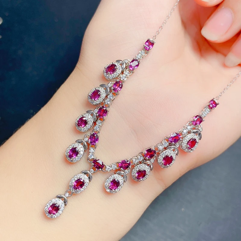 

Natural Garnet pendant necklace for women silver 925 jewelry luxury gem stones 18k gold plated free shiping items