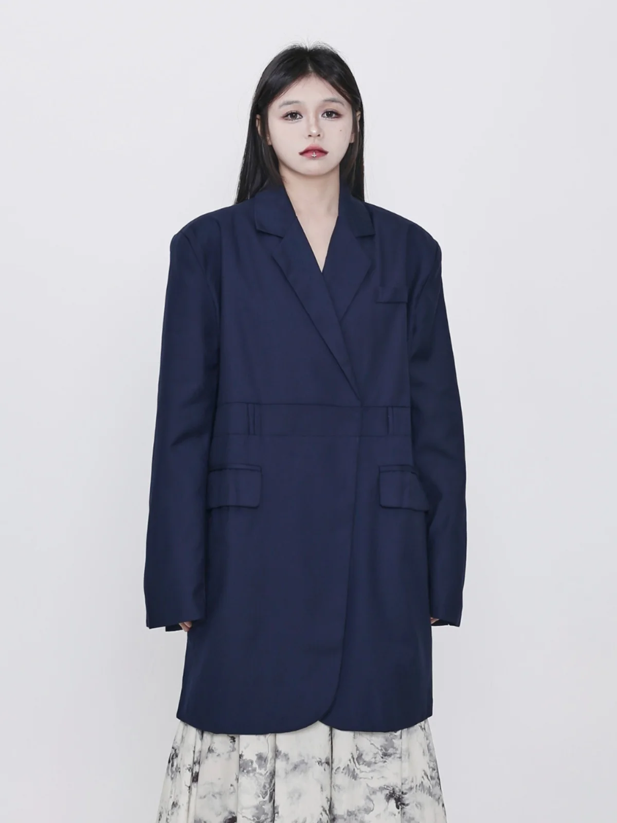 superaen-spring-2024-new-black-oversize-design-vintage-loose-women's-long-blazer-coat