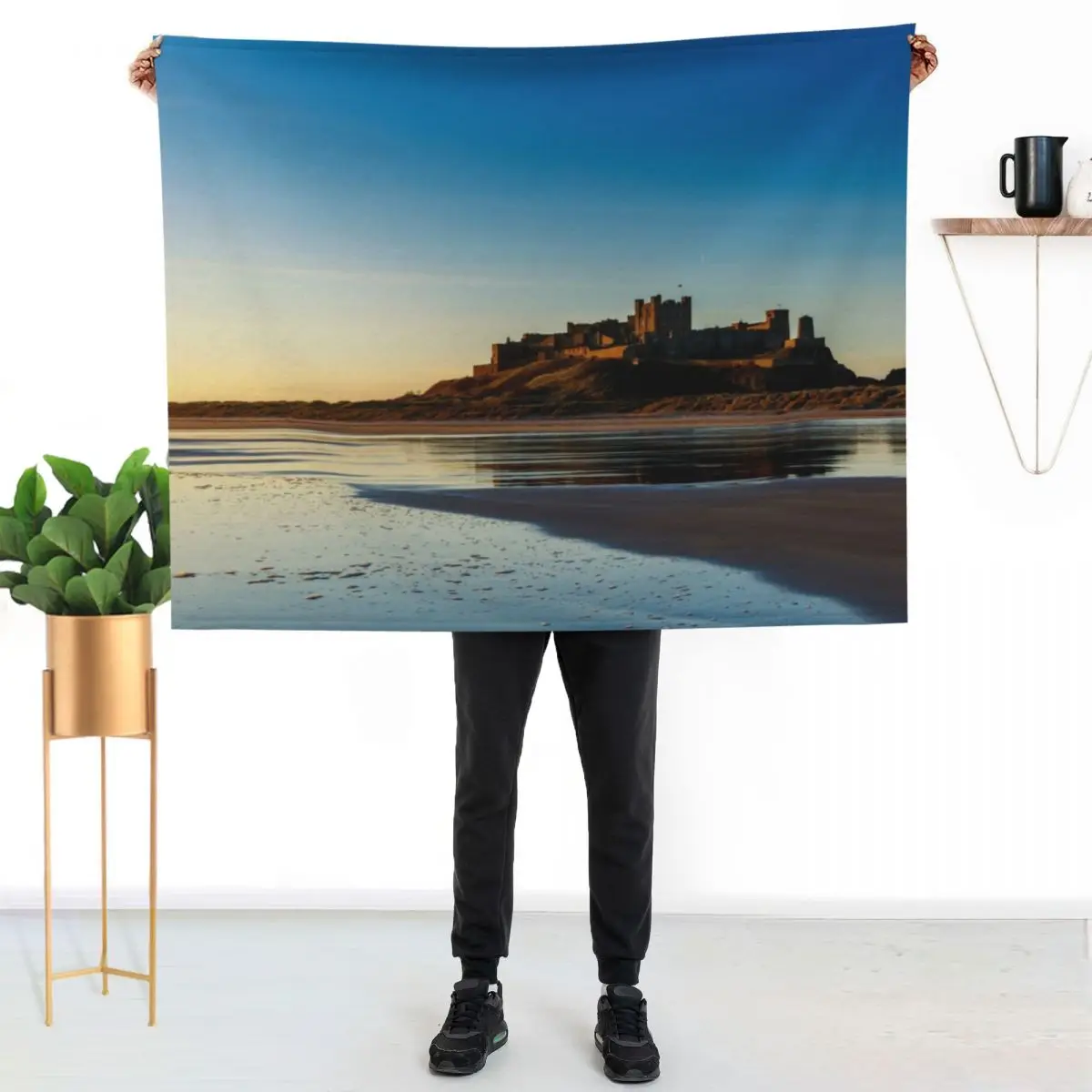 

Sunrise over Bamburgh Castle Throw Blanket Soft Plush Blanket as Housewarming Gift