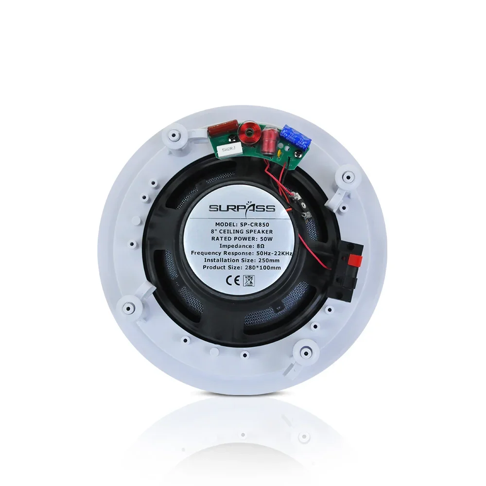 Powerful 50W Ceiling Speaker HiFi Stereo 8inch Coaxial Wall-mounted Loudspeaker Home Theater Sound System Public Broadcast Horn