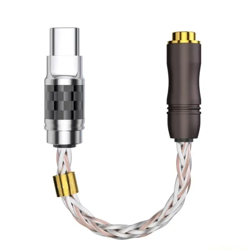 F62C 9cm Line Length Type C Male to 3.5mm/2.5mm Female Headphone Adapter Cable Cord