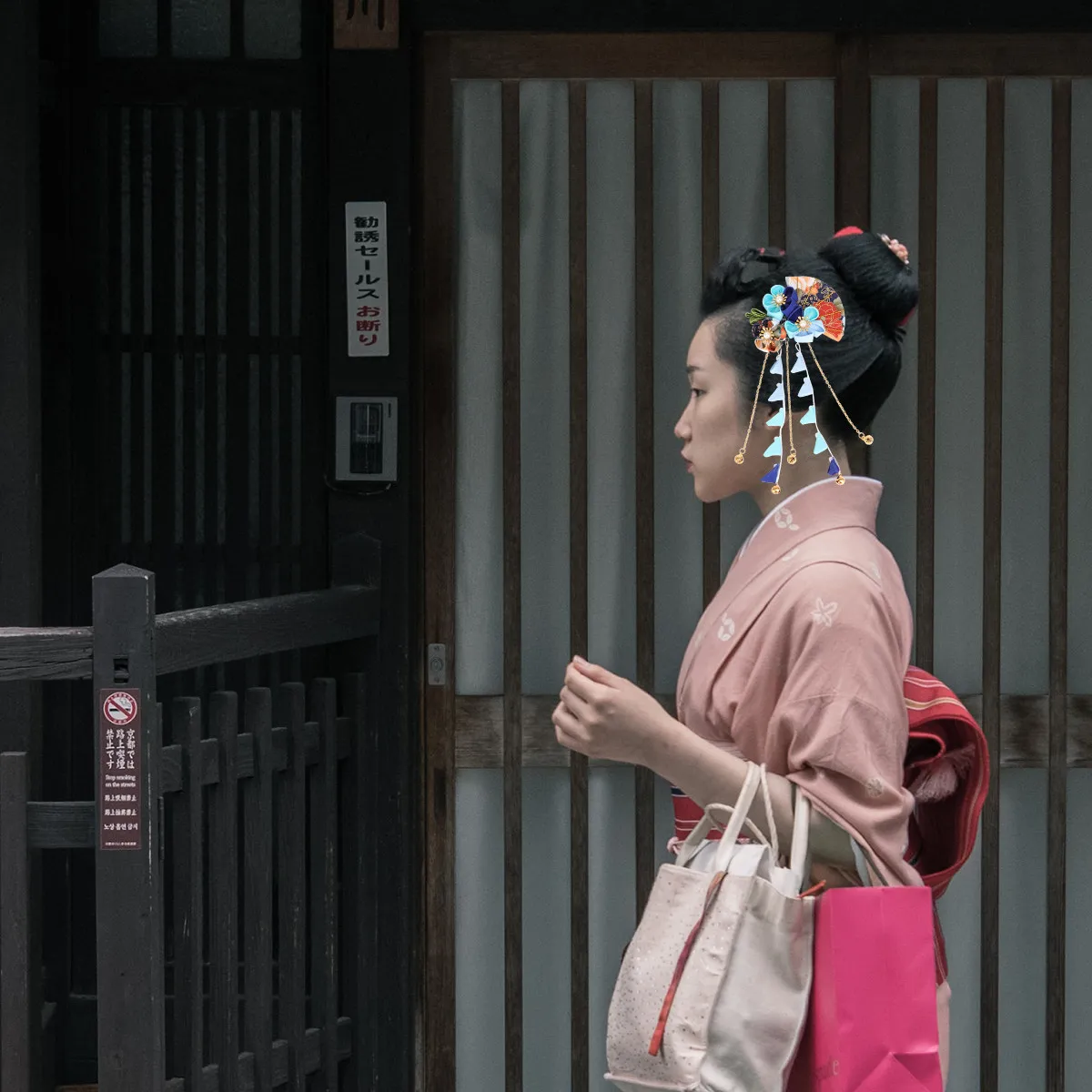 

1Pcs Japanese Style Hairpin Blue Long Tassel Bridal Hair Clip Wedding Hair Decoration for Women Bride Flower Hairpins