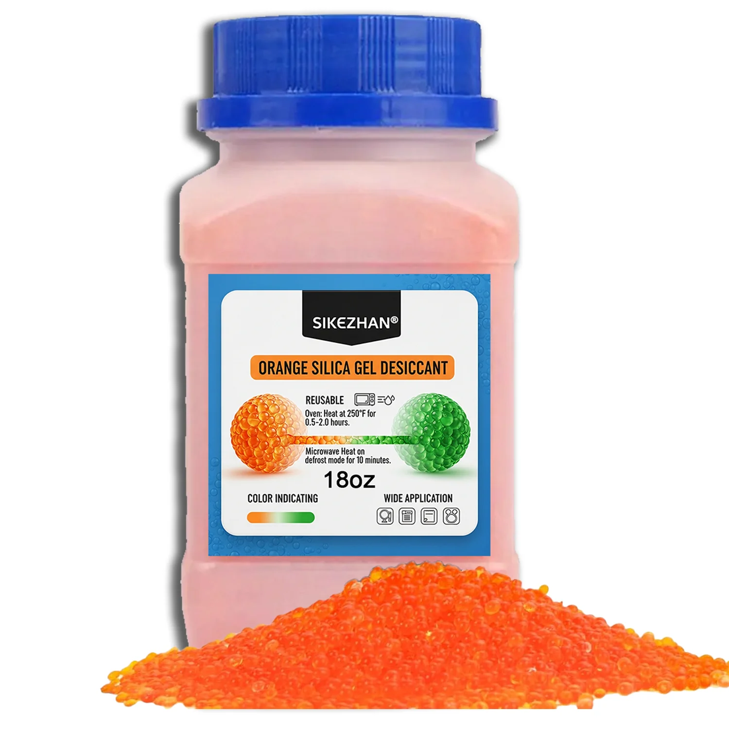 SIKEZHAN 18oz Orange Indikierende Silikagel-Perlen mit 10 Beuteln mit Kordelzug, Wiederverwendbarer Feuchtigkeitsabsorber für Schränke & Schuhaufbewahrung – Detail 1
