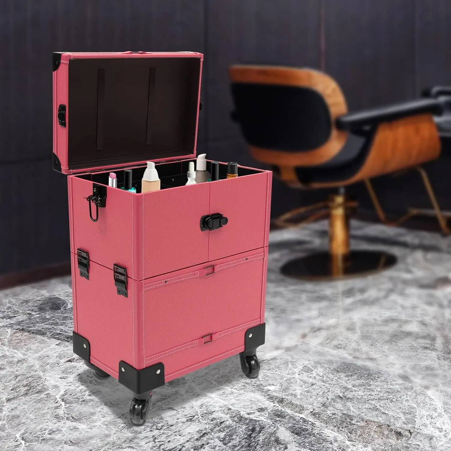 Makeup Case Trolley Professional Cosmetic Case Trolley with Drawers, Beauty Cosmetics Organiser Rolling Case, Up to 50kg