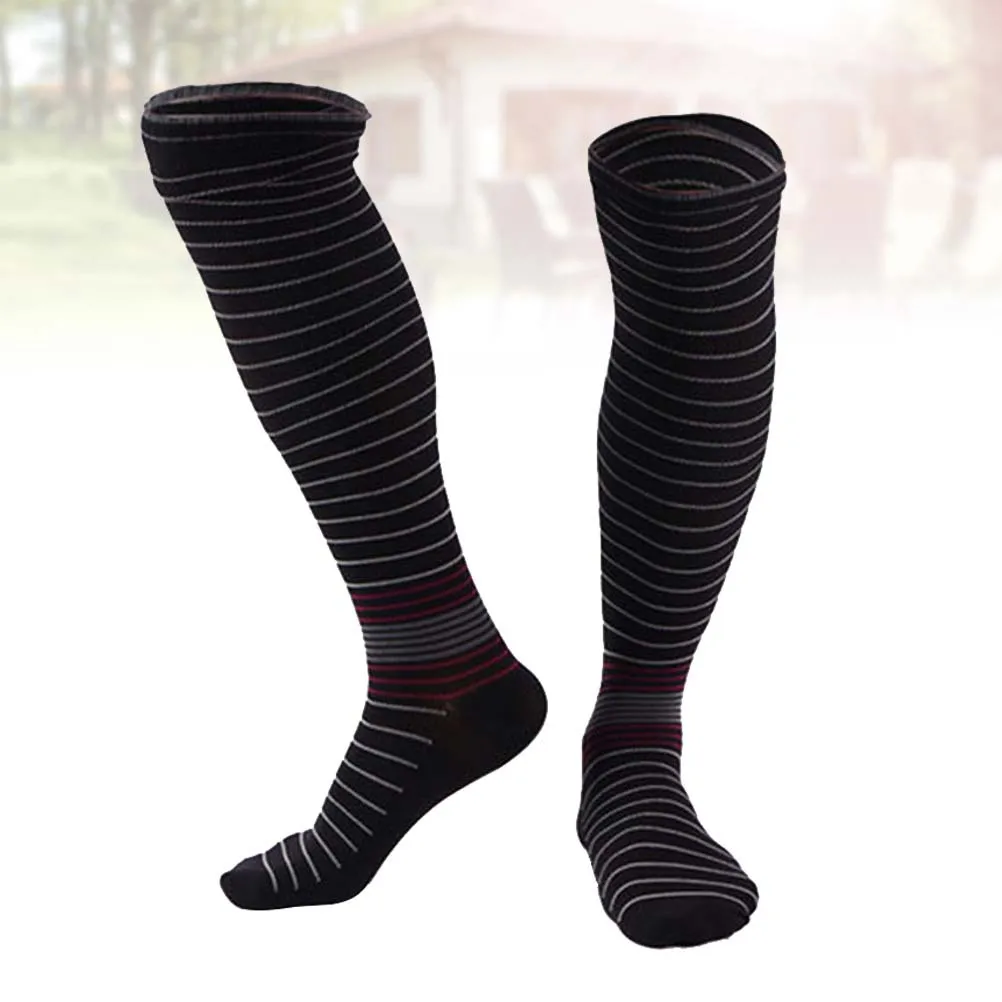 

Men Compression Socks Knee High Stretch Striped Hosiery for Sports Running Travel Daily Wear Improved Oxygen Flow Reduced
