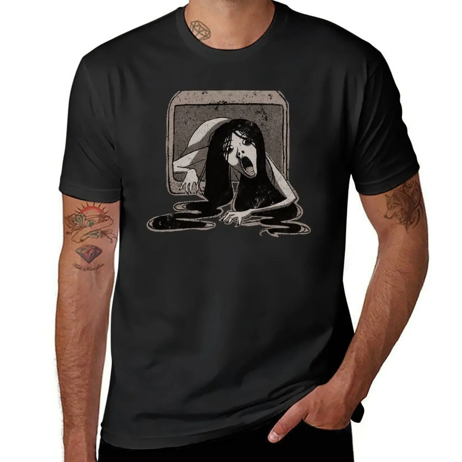 The Grudge T-Shirt oversizeds anime clothes men t shirt