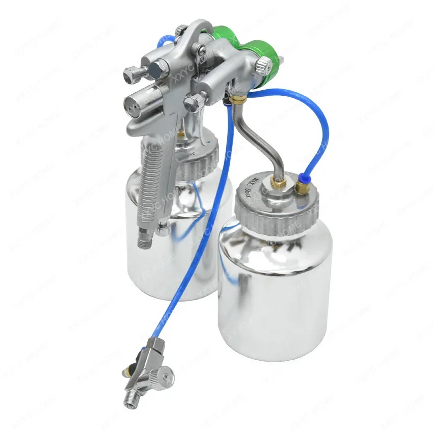 Double-headed Pneumatic Sprayer PT-29B Dual Head Air Pneumatic Pressure Sprayer Spray Gun With Pot 8-12cfm 1000ml 4.0MPa 1.3mm