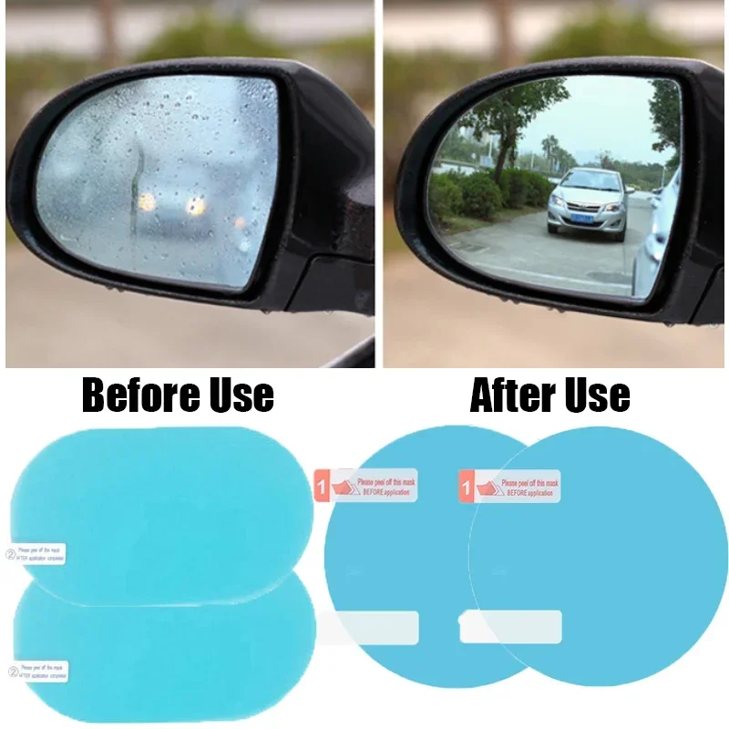 2 Pcs Car Rainproof Clear Film Rearview Mirror Protective Anti Fog Car Rearview Mirror Film Waterproof Sticker Auto Accessories