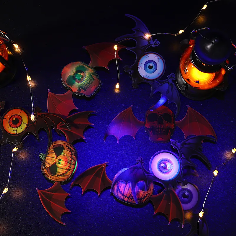 5Pcs 1Set Novelty Funny New Bat Halloween Little Night Light Ideas Light-emitting Toy Colorful Bat Halloween Room Decoration