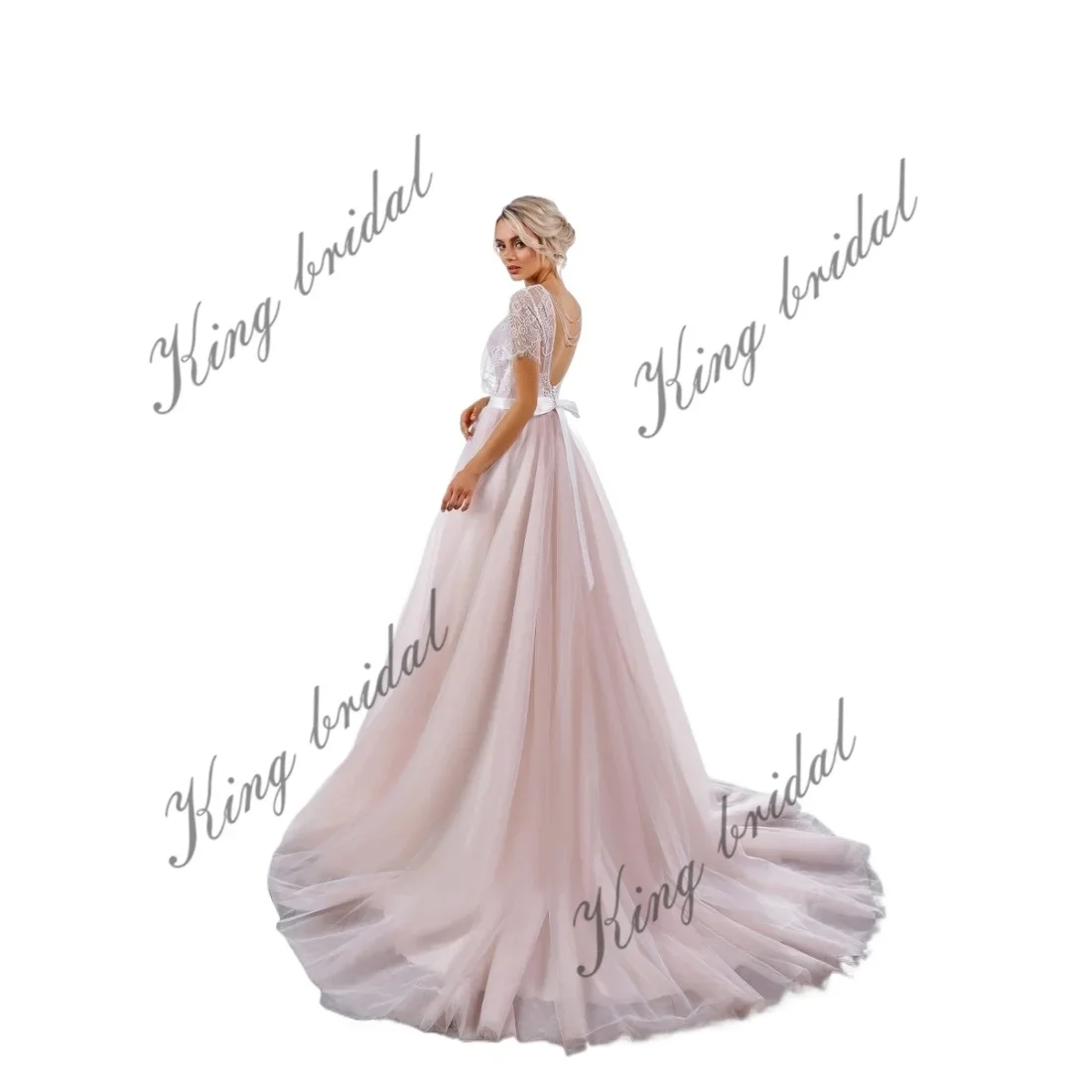 Lace Tulle Wedding Dress Beaded Sweetheart Bridal Gown Custom Backless Bridal Dress Custom A Line Bridesmaid Boho Bridal Dress