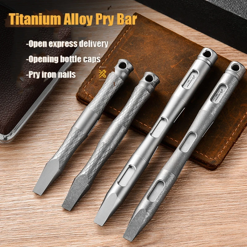 

110/145mm CNC TC4 Titanium Alloy Multi-functional Crowbar Waist Hanging EDC Tool Outdoor Pry Bar Broken Window Self-defense Tool