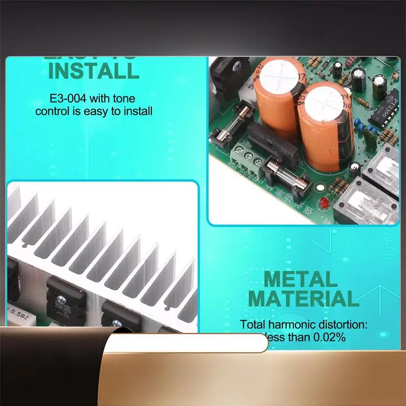 

Audio Amplifier Board Hifi Digital Reverb Power Amplifier 250W X 2 2.0 Audio Preamp Rear Amplification With Tone Control E3-004-