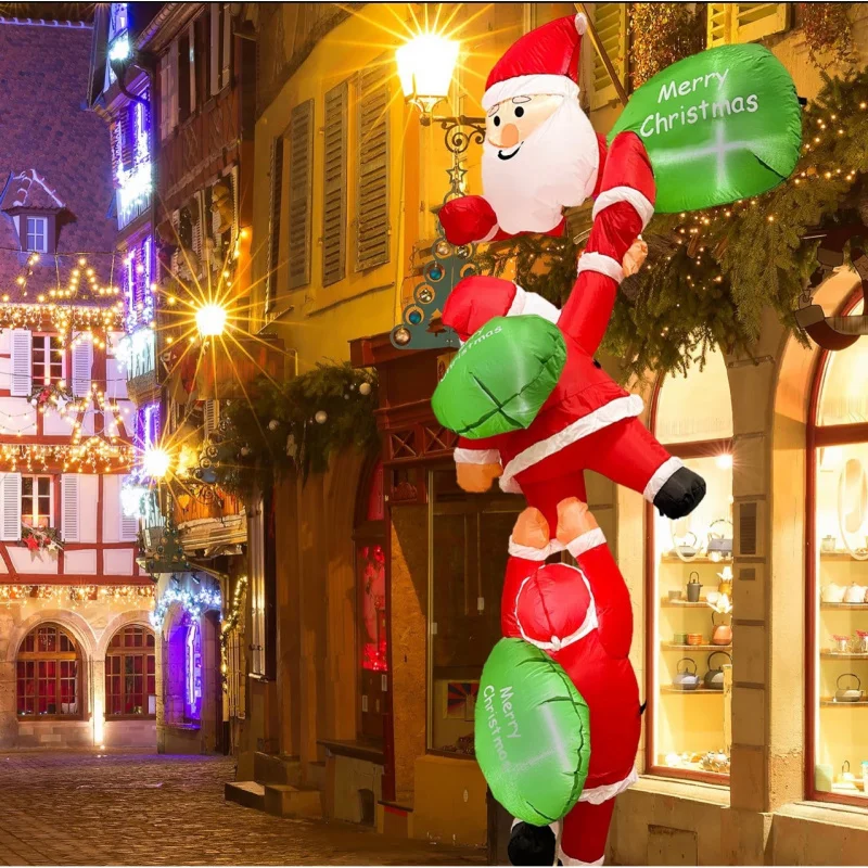 8F T Christmas Climbing Santa Inflatable Decoration Party Courtyard Garden