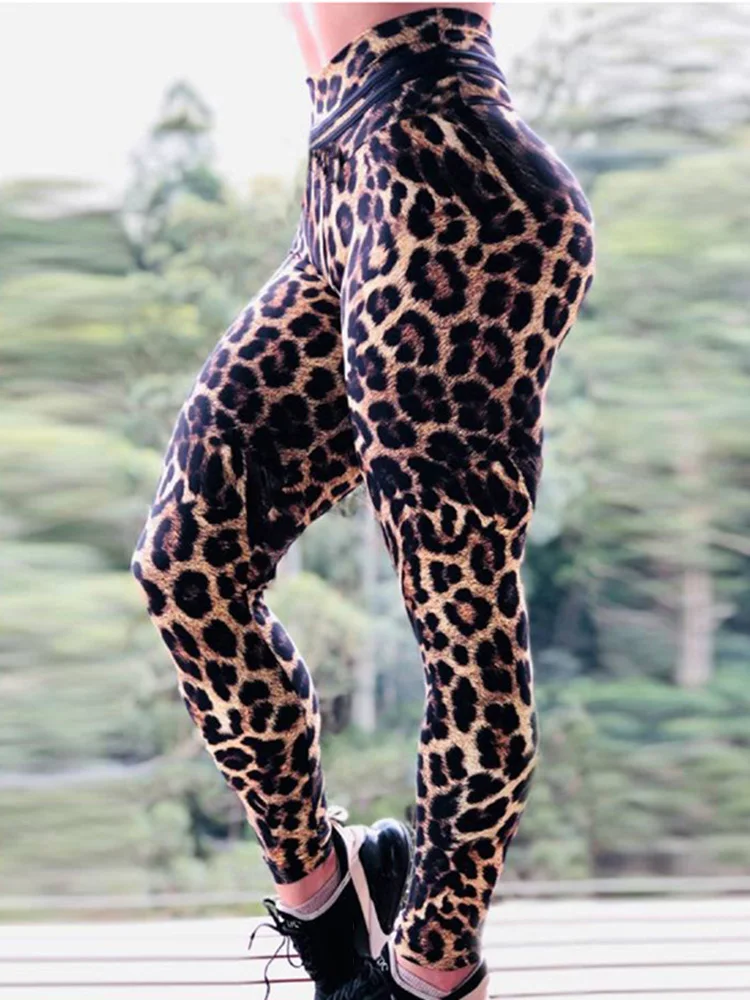 Calças de ioga feminina estampadas leopardo, calças fitness de cintura alta leggings de treino gótico, esportivas e ginásio, sexy e quente, novas e quentes