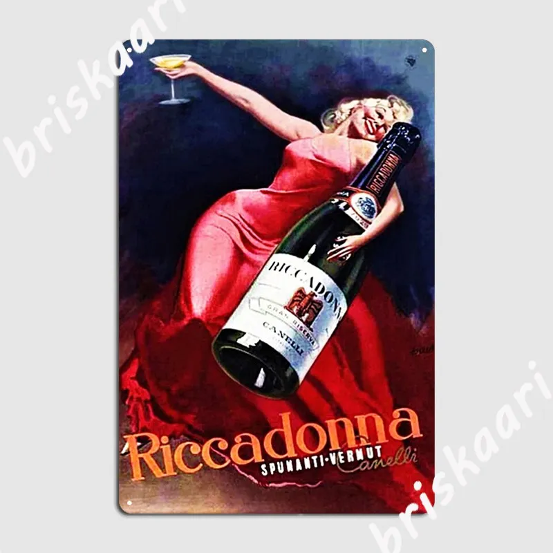 Vintage Riccadonna Spumanti Vermut Canelli Lithograph Poster Metal Plaque Customize Cinema Garage Decoration Tin Sign Poster