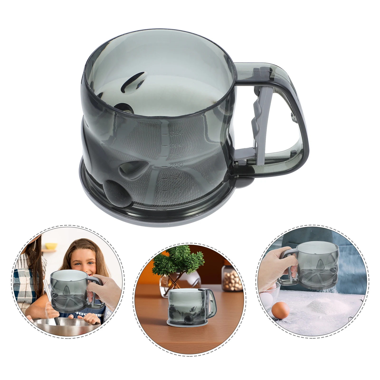 

1pc Plastic Flour Baking Sifter Hand Press Fine Mesh Kitchen Cooking Sieve Tools For Powdered Sugar Stainless Steel Mesh