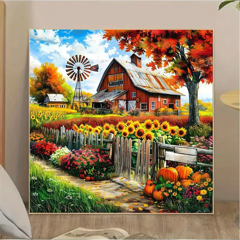 500PCS/1024 PCS Jigsaw Puzzles Scenery Windmills House Challenging Family Activity Game for Gameroom Bedroom Gift