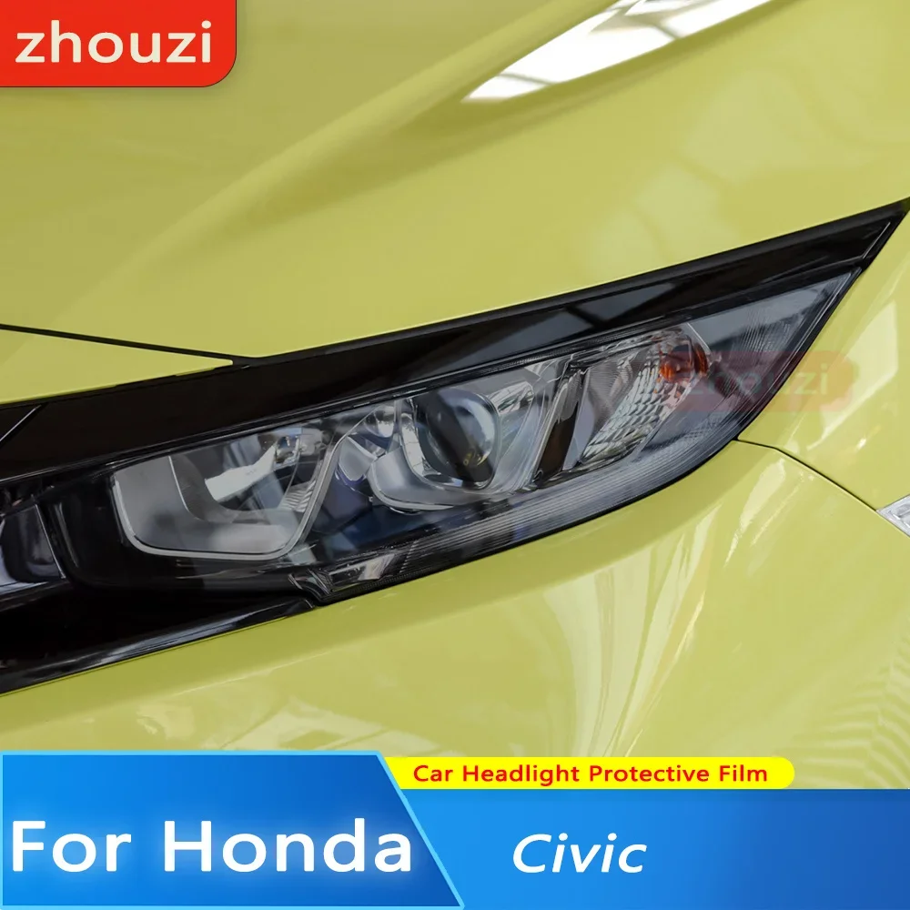 

Для Honda Civic 10th 2016-2021 автомобильная фара оттенок дымчато-черная защитная пленка Защитная виниловая прозрачная наклейка из ТПУ 2 шт.