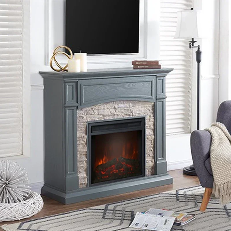 2023 MDF Electric Fireplace Mantel Freestanding Heater Corner Firebox With Log Hearth, Shelf Wooden Fireplace