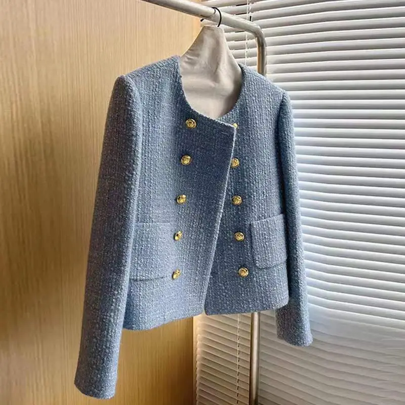 

Spring Autumn New Style Beige Tweed Jacket Women's Short Coat Autumn Winter Elegance Ladies Fashion Top New Arrival
