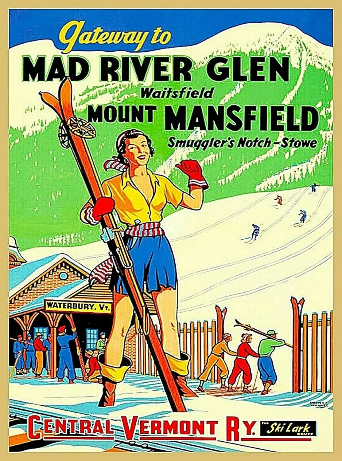 1p,TYmall Metal Sign Wall Plaque  Inch Mad River Glen Ski Mount Mansfield Vermont United States Vintage Travel Retro Metal Poste