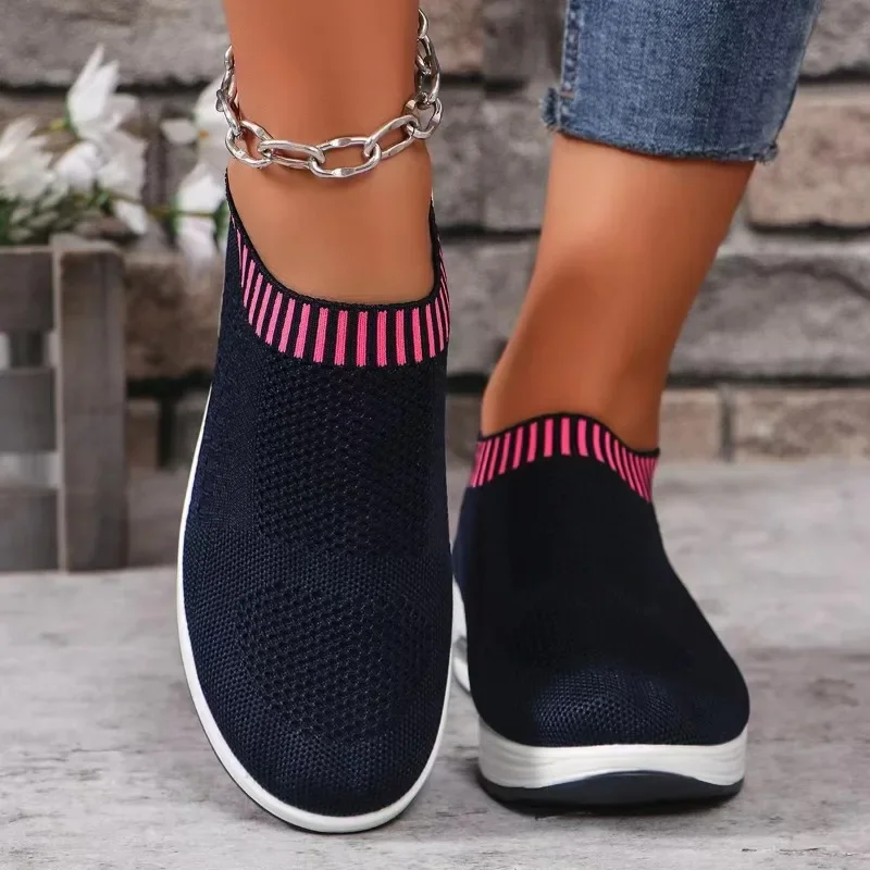 Zapato casual ligero con cordones de lujo para mujer, cuña sin encaje vulcanizada, cojín de malla transpirable