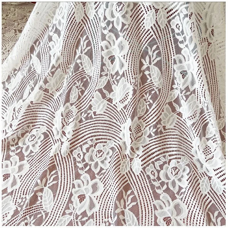 Retro French Eyelash Thick Flower Lace High-end Wedding Dress Fabric Decoration Tablecloth Cutting Fabric Decoration Materials
