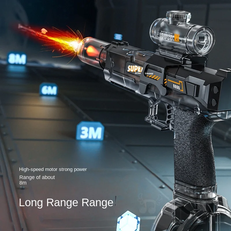 مسدس مياه كهربائي مع بخاخات خفيفة تأثير اللهب باستمرار الضغط العالي ألعاب مسدس مياه قوية في الهواء الطلق مسدس ن وود