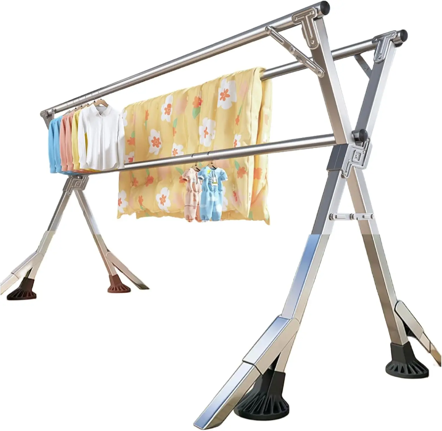 

95 Inches Clothes Drying Rack Clothing Windproof Design Heavy Duty Stainless Steel Laundry Drying Rack Folding Indoor Outdoor Fo
