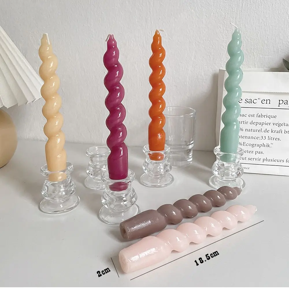 2 Pcs/Box Spiral Candles Candy Colored Candles Birthday Cake Baking Candles Home Candlelight Dinner Candles Christmas Supplies