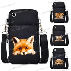 Mini borsa per cellulare da donna con animali acquerello Simpatica volpe leone panda Serie di cartoni animati Borsa a tracolla per adolescenti Borse a tracolla piccole da donna