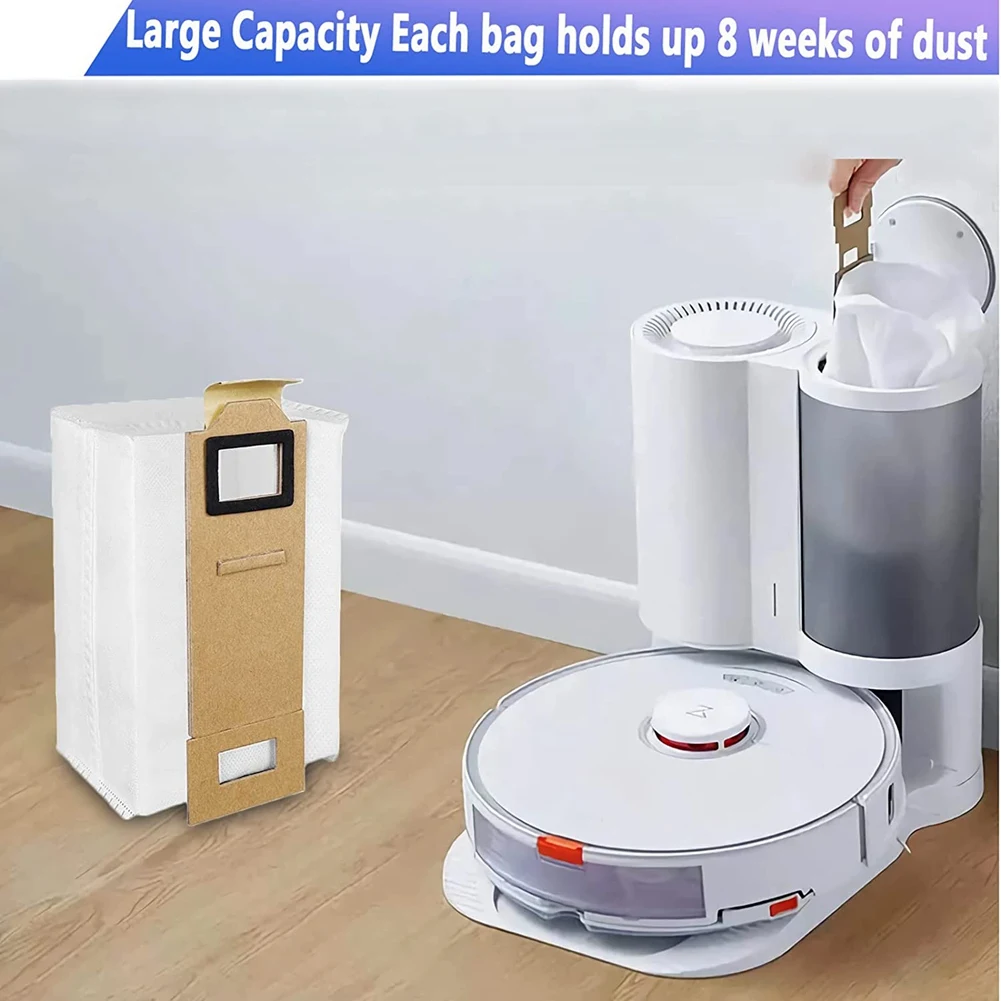 AS63-10 Pack Dust Bags Accessories For Roborock S7 T7S T7plus T7S Plus, Vacuum Cleaner Bags Automatic Suction Station