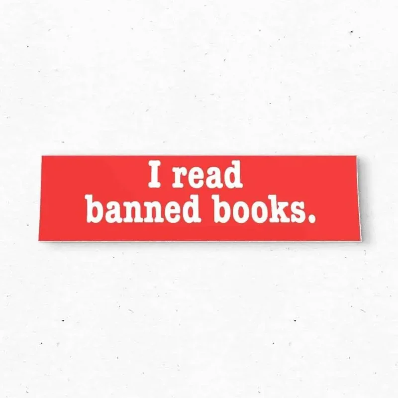 

I read BANNED BOOKS Bumper Sticker - Funny Vintage Style - Vinyl Decal 80s 90s - Bumper Stickers - Car Stickers