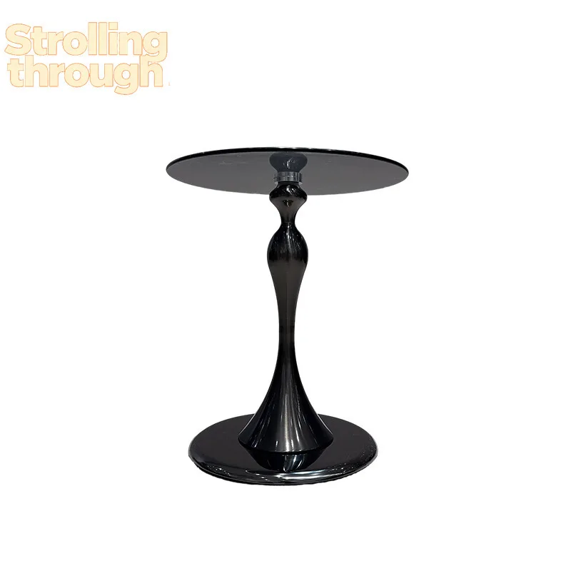 

Italian light luxury coffee table household small apartment carbon steel tulip round table sofa edge table
