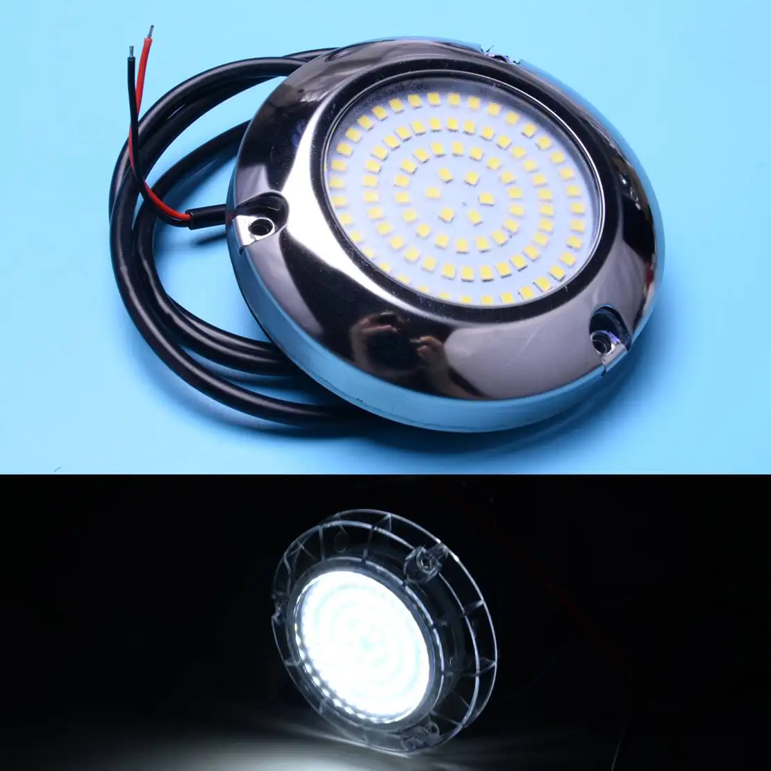 Universal White Light 90LED Underwater Pontoon Marine Boat Camper trailer Caravan RV Transom Light IP68 10-30V