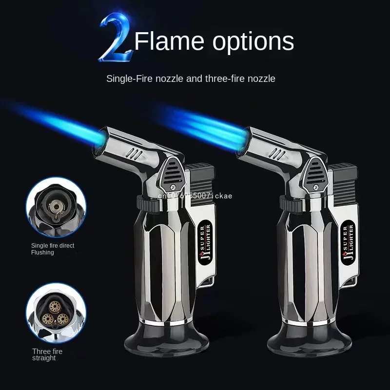 Metal Windproof Turbo Gas Lighters Welding Torch Kitchen Cooking Adjustable Flame Powerful Spray Gun Cigar Lighter For Men Gifts