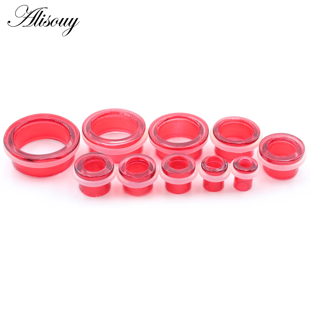 Alisouy 2 قطعة الاكريليك الشفاف الجوف الأذن الأنفاق المقابس المتوسع تفتق نقالة اللحم مقاييس متوهج ثقب مجوهرات للجسم