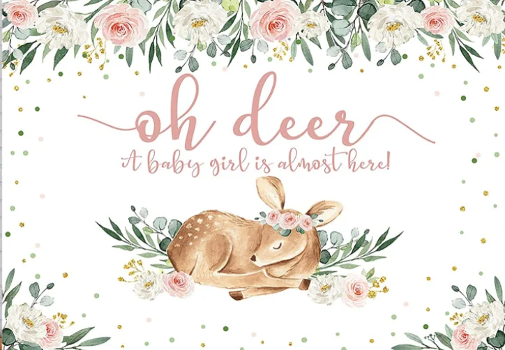 Bambi Deer  Backdrop for Birthday Party Spring Photo Backgrounds Bambi Birthday Theme Baby Shower Banner Background Photography