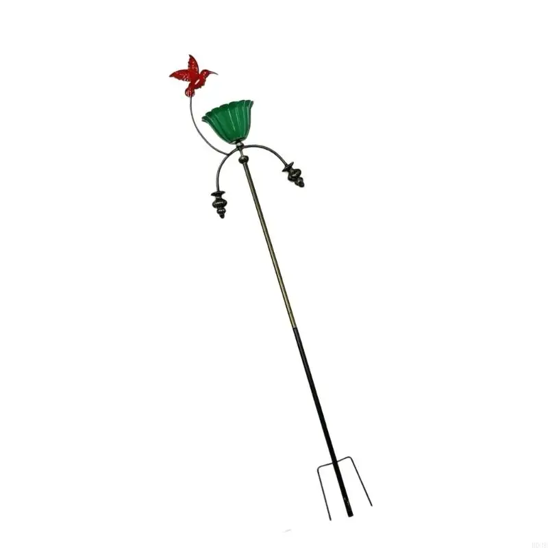 Eleganter Kolibri-Futterspender aus Schmiedeeisen mit blütenförmigem Vogelbad zur Gartendekoration und zum Anlocken B03E – Detail 7