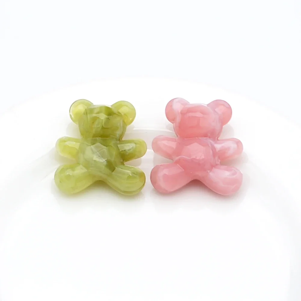5 Pieces  30 * 32mm  Jelly Colored Small Bear Beads with Holes  DIY Makes Necklace, Bracelet, Clothing Accessories Materials
