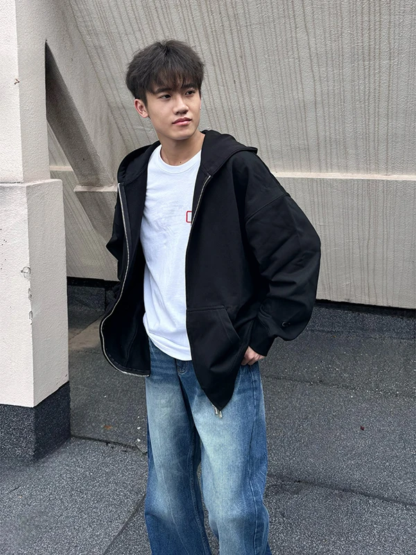 

Bla Hooded Open Cardigan Sweatirt Men's Sle Autumn Winter Heavyweight Premium Feel Jaet Cleanfit Coat Warmth Insulation