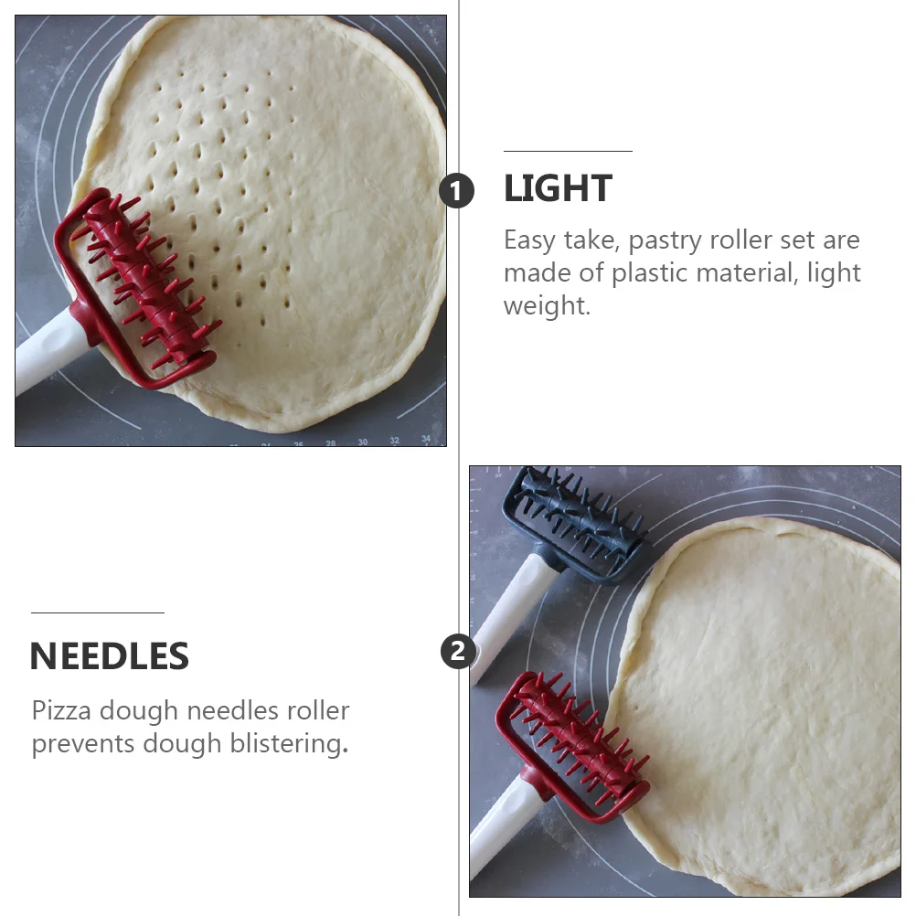 

2Pcs Pizza Dough Roller Docker Professional Baking Tool Set Lightweight Plastic Pizza Hole Puncher for Pastry Tart Dough Baking