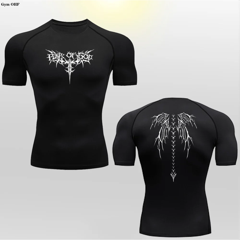 Odzież męska T-shirt Treningowa odzież fitness Moda Anime Drukowanie Kompresyjna odzież sportowa Wygodna, szybkoschnąca bluza