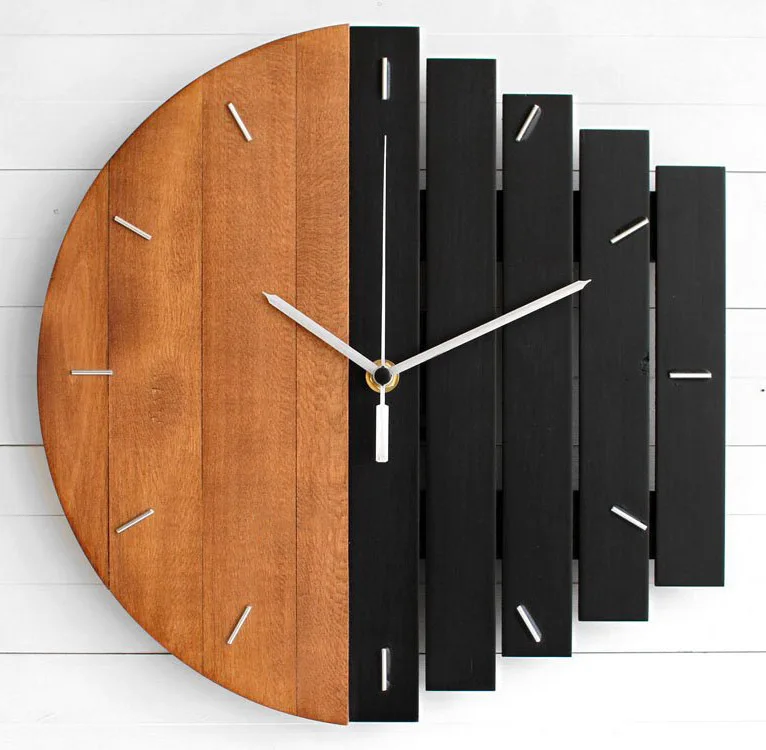 Abstract industrial style creative big wall clock 12inch living room bedroom wall wooden clock quartz clock wall watch