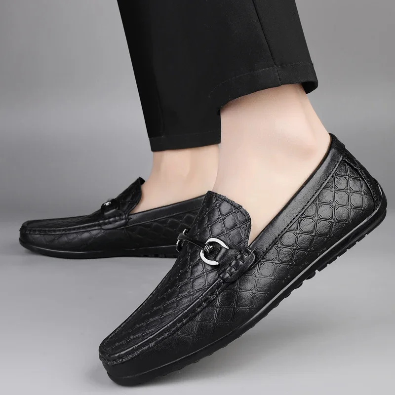 

Comfort Genuine Leather Men Shoes Business Casual Lightweight Slip on Loafers Leather Shoes High Quality Comfortable Flats Shoes