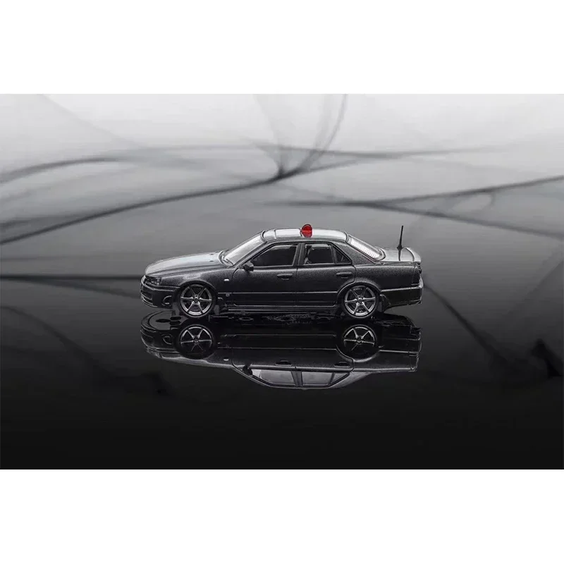 

Mortal In Stock 1:64 Skyline ER34 25GT Turbo Grey Police Diecast Diorama Car Model Collection Miniature Toys