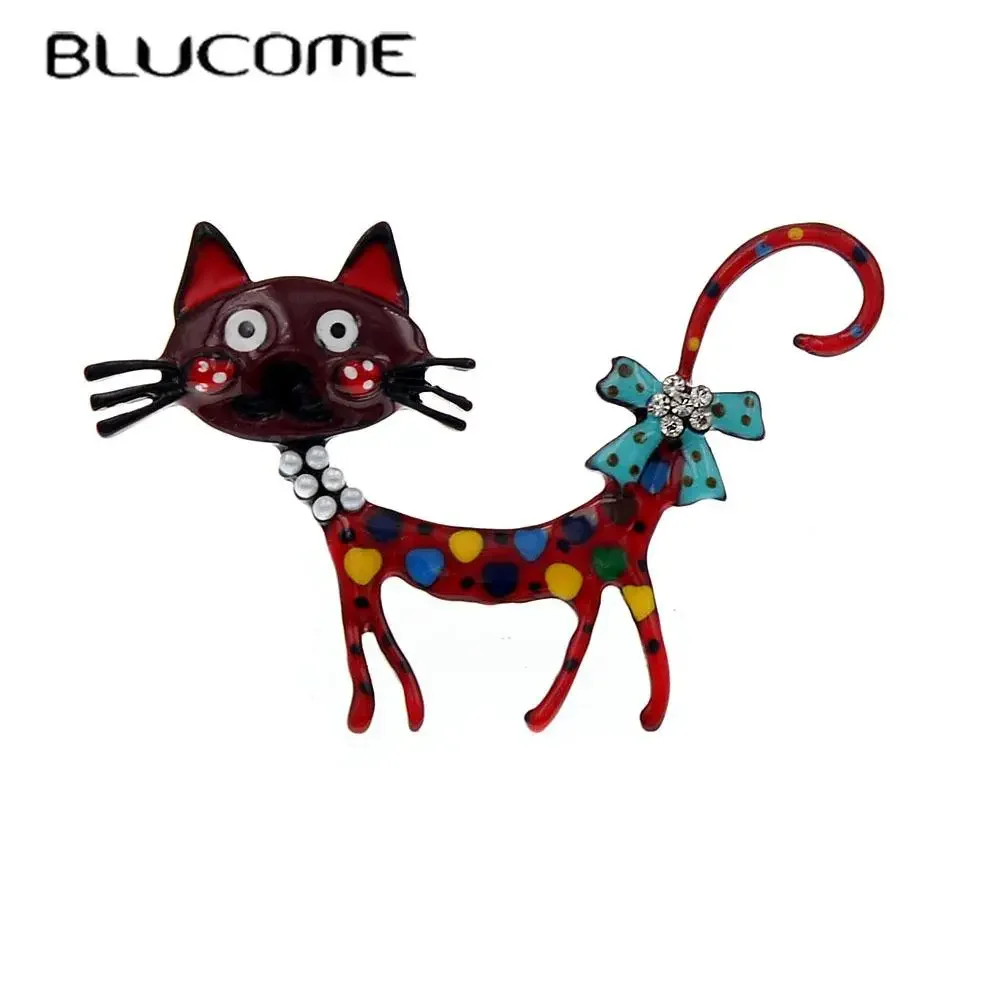 

BLUCOMEBlucome Oil Dripping Cute Cat Brooch Enamel Animal Pins Women's Brooch for Coat Suit Sweater Scarf Laple Pins New Year Gi