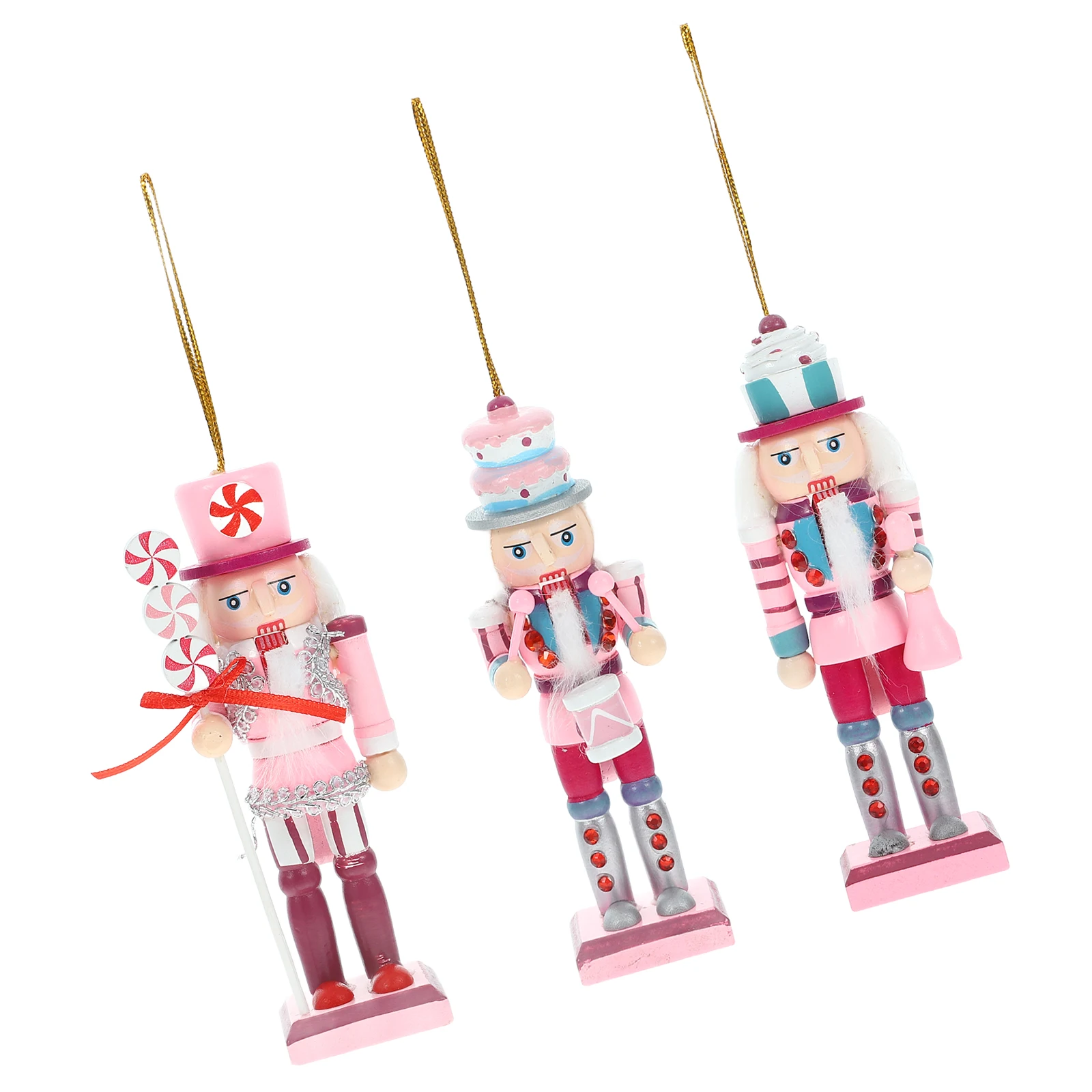 

3Pcs Wood Nutcracker Figure Traditional Holiday Decor for Christmas Wedding Valentine Engagement Anniversary Gift Mantel Table